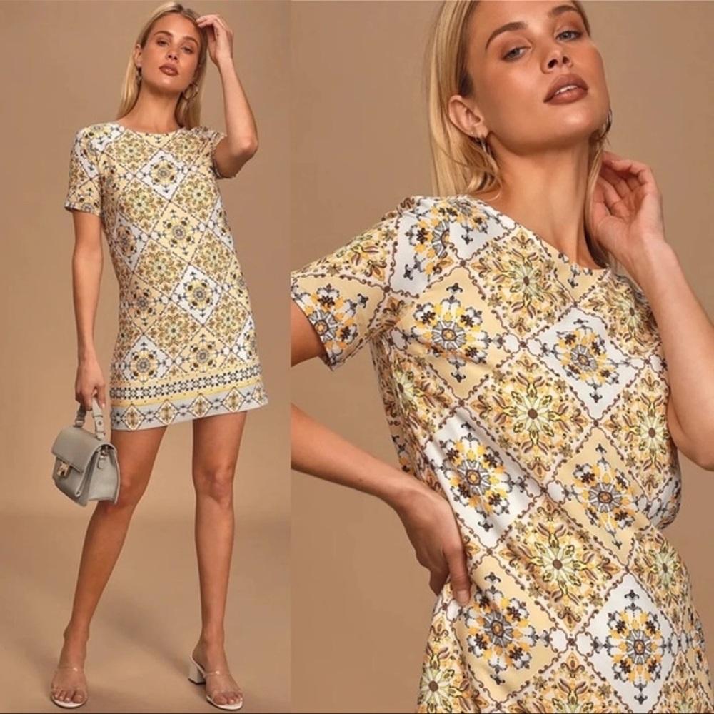 Lulus Yellow Dandy Lion Shift Dress L